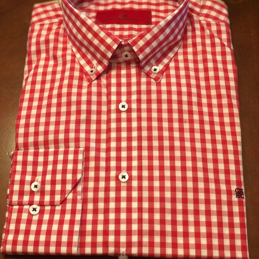 CAROLINA HERRERA GINGHAM POPLIN SHIRT